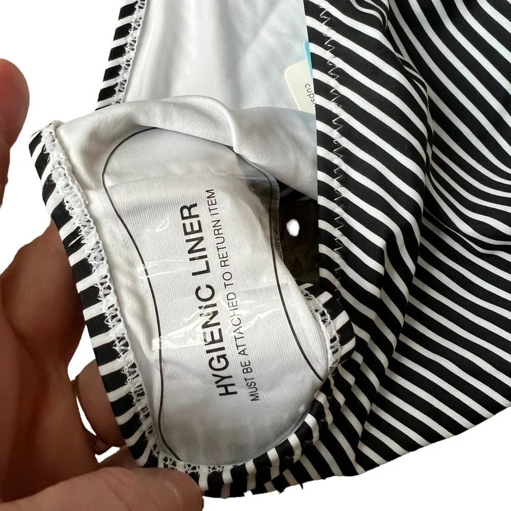 CUPSHE highrise stripped swim‎ bottom womens XL NWT